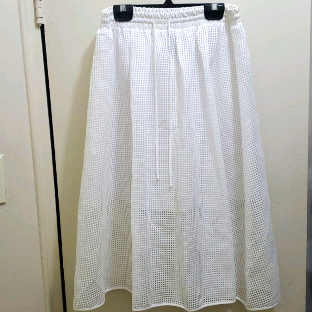 CLOVER CANYON - WHITE MESH LONG SKIRT